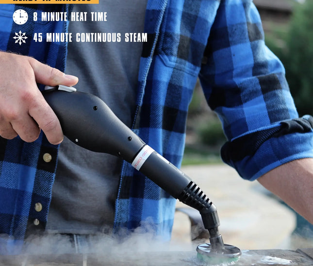 MC1275 being used on tile and grout. 8 Minute heat up time and 45 minutes of continuous steam power