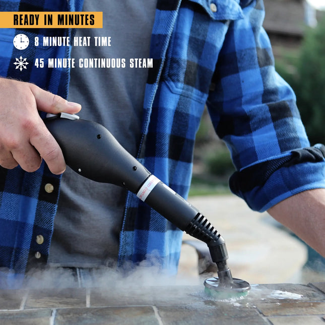 MC1275 being used on tile and grout. 8 Minute heat up time and 45 minutes of continuous steam power