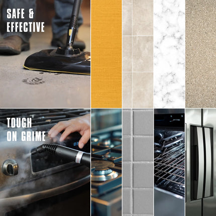 MC1375 being used on tile and appliances. Products use surfaces are displayed, tile, grout, wood, concrete, appliances, around home