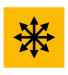 Black and yellow logo of arrows going in all directions